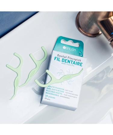 Buy Dental Floss with Vegetable Plastic Handle - 30 Pieces for Effective Cleaning & Dental Care | Integrated Toothpick | Eco-Friendly - Buy Online on GoSupps.com