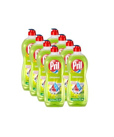 Pril Original Limette (8x 675 ml) hand dishwashing detergent with the highest fatty loose for clean dishes even in cold water fresh lime scent 675 ml (8 Pack)