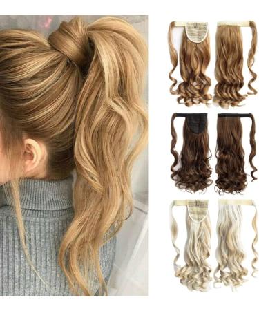 Wavy Ponytail Extension Hair Ponytail Wrap Around Ponytail 23 Inch Synthetic Natural Curly Hairpiece Wrap Around Hair Extensions for Women Daily Use Brown 1pc Brown - Buy Online on GoSupps.com