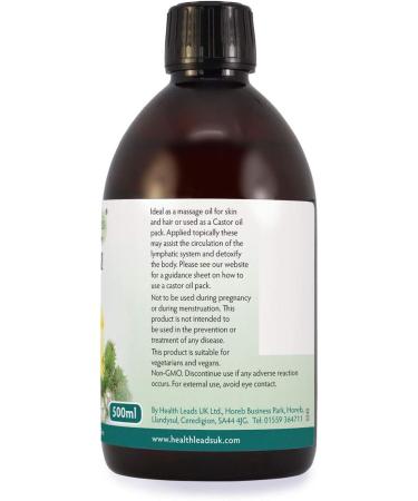 Organic Cold Pressed Castor Oil 500ml - Pure & Natural for Hair, Beard, Eyelashes & Skin - Vegan & Hexane Free - Buy Online on GoSupps.com
