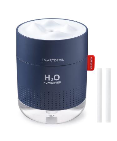 SmartDevil Small Humidifiers 500ml Desk Humidifiers Whisper-Quiet Operation Night Light Function Two Spray Modes Auto Shut-Off for Bedroom Babies Room Office Home (Dark Blue)