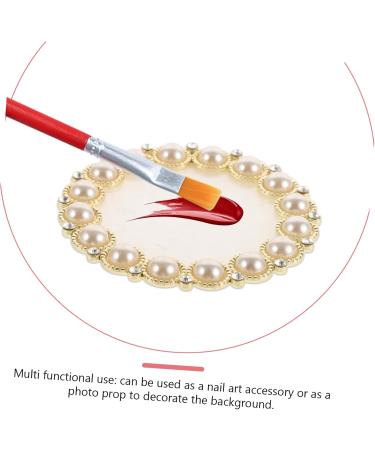 minkissy Gel Nail Polish Mixing Plate Crystal Resin Nail Art Palette With Gold Plated Edge Marbled Appearance Essential Nail Art Tools White - Buy Online on GoSupps.com