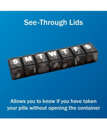 Amazon Basic Care 7-Day Pill Organizer & Medicine Box - Medium Compartments, Black - Buy Online on GoSupps.com