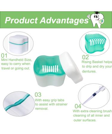Denture Case with Lid and Basket - Denture Cup for Soaking and Cleaning - Buy Online on GoSupps.com