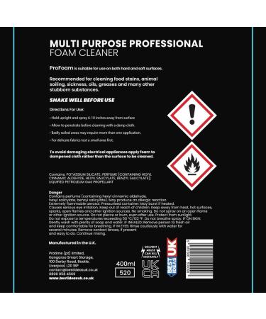 Profoam Carpet and Fabric Stain Remover Professional Cleaner for Home Carpets and Fabrics Fresh Linen Scent 400ml Made in the UK - Buy Online on GoSupps.com