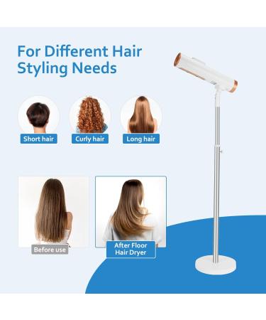 CoralBoxer Professional Floor-Standing Hair Dryer Stand - Hands-Free Height & Angle Adjustable | 2 Temps & 2 Speeds (White Gold - Buy Online on GoSupps.com