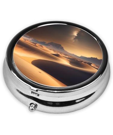 Desert Stars Round Pill Box Organizer - 3 Compartment Portable Travel Pill Box for Purse & Pocket - Buy Online on GoSupps.com