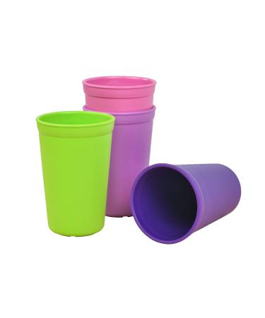 Re-Play Made in USA - 10 oz. Drinking Cups in Amethyst  Purple  Bright Pink & Lime Green| Made from Eco Friendly Recycled Milk Jugs - Virtually Indestructible!|BPA Free|Dishwasher Safe|Butterfly (4pk)