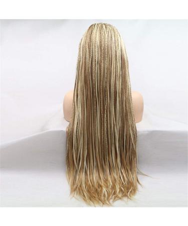 24-Inch Lace Front Synthetic Wig for Black Women - Blonde Micro Braids with Baby Hair - Heat Resistant Box Braids - Buy Online on GoSupps.com