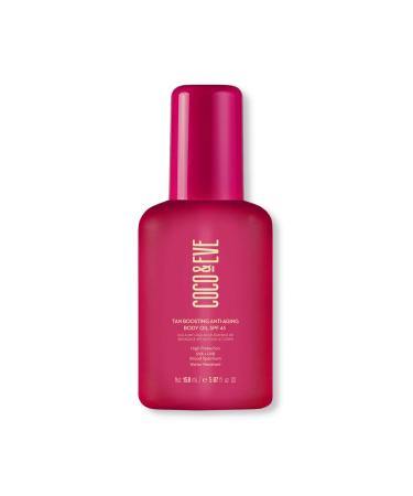 Coco & Eve Tan Boosting Anti-Aging Body Oil SPF45 - Tanning Accelerator Pump UVA UVB Sun Protection | Moisturizing Outdoor Bronzing Enhancer with Natural Ingredients Antioxidants (5.07 Fl Oz) SPF 45