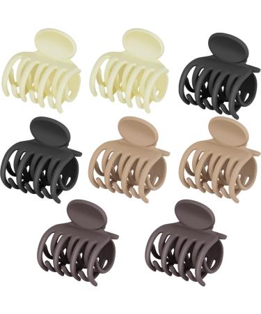 KAUND 8 PCS 1.6 Inch Hair Clips for Thin Hair Medium Size Non-slip Matte Claw Clips Women Double Row Teeth Jaw Clips with Neutral Color (C01-8 pack)