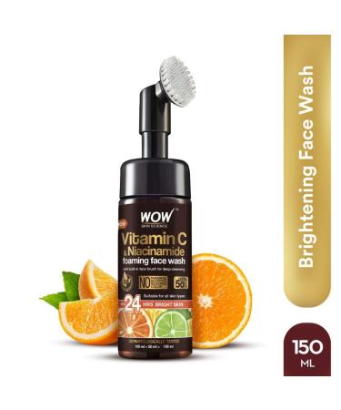 Buy WOWs Skin Science Brightening Vitamin C & Niacinamide Foaming Face Wash - 150ml | Deep Cleansing Brush for Brighter Glow | Best Face Wash for Men & Women - International Shipping - Buy Online on GoSupps.com