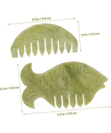 Frcolor 2-Pack Gua Sha Jade Head Massager Combs - Portable Scalp Massage Tools for Relaxation & Hair Care - Buy Online on GoSupps.com