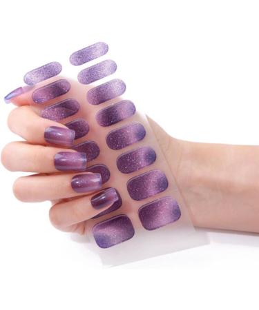 Purple Galaxy Semi Gels Nail Strips Stickers Cured Gel Nails Wraps with Lamp Starter Kit Upgraded 16 Pieces Glossy Soft Self-Adhesive Salon-Quality Uv/LED Lamp Required - Buy Online on GoSupps.com