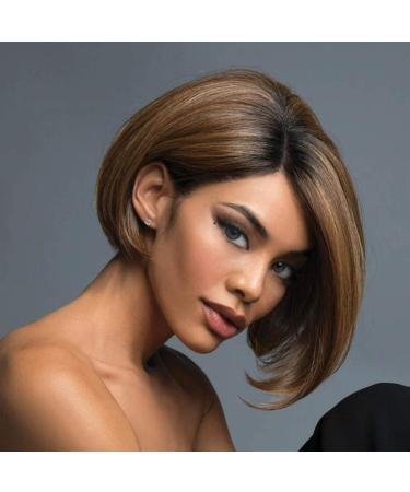 Buy Women's Brown Synthetic Bob Wig - Heat-Resistant Side Parting Ponytail for Parties | Charming Stylish Wigs - Buy Online on GoSupps.com
