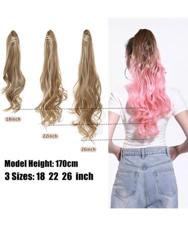 Ombre Curly Hair Ponytail Extensions Claw In Fake Ponytail Tail Hairpiece Long Clip In Synthetic Blonde Pink Wavy Wig 613 Beach Blonde 26inches 26 Inch 613 Beach Blonde - Buy Online on GoSupps.com