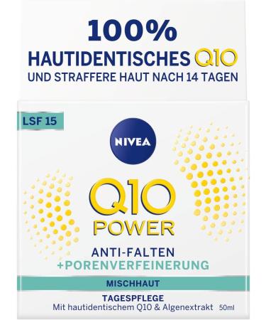 Beiersdorf NIVEA Q10 Power Antiwrinkle + firming porerefining day cream for youngerlooking skin day cream with SPF 15 50 ml - Buy Online on GoSupps.com