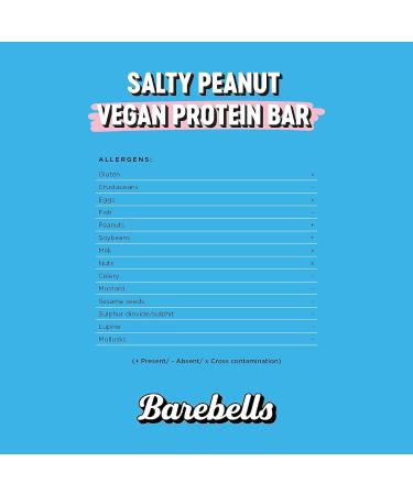 Barebells Vegan Salty Peanut High Protein and Low Carb Bar 12 x 55g (1 94 oz) No Sugar Snack Protein Bar with 15g protein - Buy Online on GoSupps.com