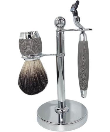 Shop Kjyr Portable Men's Stainless Steel Shaving Brush & Holder - Stylish Wood Handle 3 Security Blades Durable 11x17cm - International Shipping Available - Buy Online on GoSupps.com