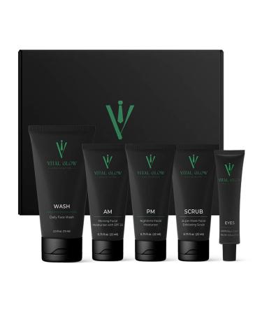 Men's Skin Care Set - Essential Routine with Face Wash Scrub Day & Night Moisturizers Eye Cream | Shop Internationally - Buy Online on GoSupps.com