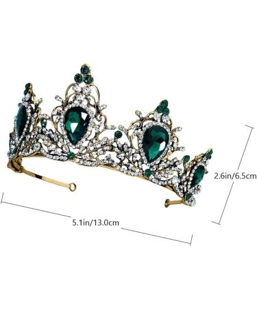 FRCOLOR Vintage Crown Headdress Rhinestone Diamond Tiara Headband Bridal Crown Baroque Queen Tiara Alloy Hair Hoop Bridal Hair Accessories for Christmas Party Headband Wedding Proms Green - Buy Online on GoSupps.com