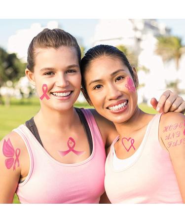 Pink Ribbon Breast Cancer Awareness Temporary Tattoos - Pack of 160 PCs - Buy Online on GoSupps.com