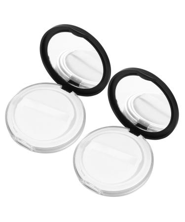 Angoily 2pcs Box Loose Powder Box Body Powder Mini Mirror Empty Compact 5g Powder Case Face Flour Pad Travel Black 7.5x7.5cm