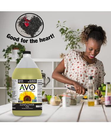 AVO ORGANIC High Oleic Sunflower Oil - 64 Fl-oz - Non-Stick Cooking Oil for Frying, Baking, Saut ing, and Salads - No Preservatives - Naturally Processed - Buy Online on GoSupps.com