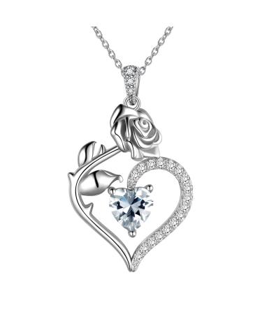 Cute Cat Necklace with Sparkling Zirconia Crystal Birthstone Pendant Necklace for Girls Womens White Gold Over 925 Sterling Silver Animal Necklace Birthstone Jewelry Sweet Present Girlfriend Sisters D April-Diamond