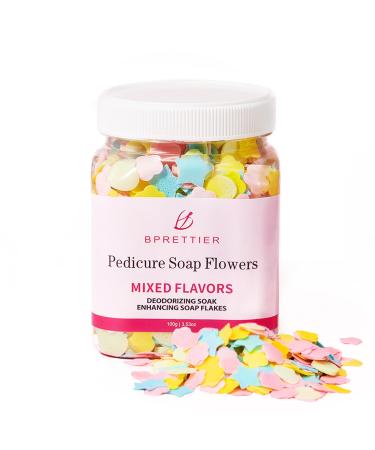 Foot Soak Flower Soap Sheets Pedicure Foot Soaks for Softens Calluses Moisturizing Relaxing Feet Pedi Party Birthdays Sleepovers Use (100g) Blue & Yellow & Green & Pink