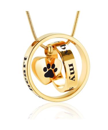 Forever in my heart no longer on my side of pet cremation jewelry for ashes from dog/cat funeral keepershap urn necklace paw print memorial necklace gold-black paw