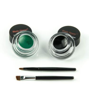 Frola 2 In 1 Long-wear Gel Eyeliner Set with 2 Brushes - Smudge-proof & Waterproof for All-day Wear (Black+Green) - Buy Online on GoSupps.com