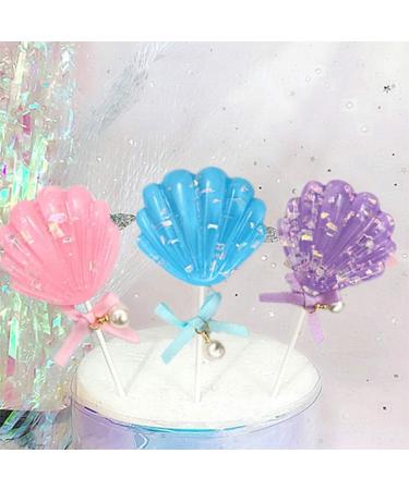 Mermaid Cake Topper Happy Birthday Cake Picks Glitter Shell Cupcake Topper Mermaid Cake Decoration for Mermaid Baby Shower Birthday Party Supplies - Buy Online on GoSupps.com