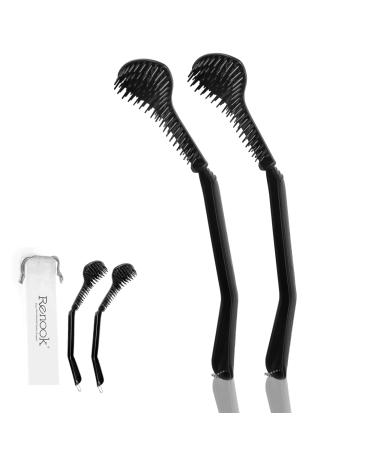 RENOOK 2PCS Back Scratcher for Men Adults, Flexible and Labor-Saving, Area Needling and Naturally Curved Handle, 14.17'', Gifts for Pregnant Women Black