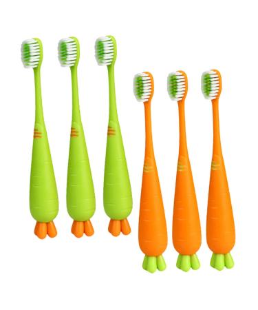 Ipetboom 6st Carrow toothbrush manual toothbrush cartoon-toothbrush toothbrush for children children's toothbrush travel toothbrush children's brush travel detergent manual