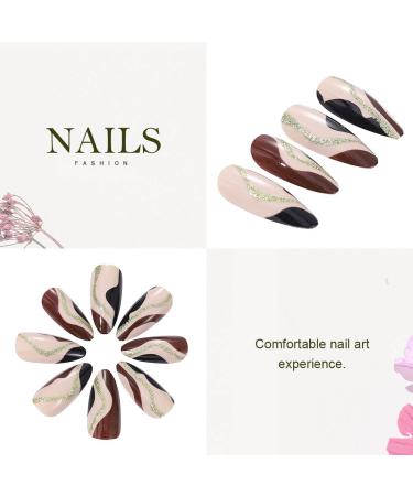 Vatocu Mandel Glitzer Short Brown Ballerina Press On Nails 24 Nude Acrylic Stick-On Nails for Women & Girls - Buy Online on GoSupps.com