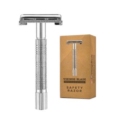 Vikings Blade Women's Safety Razing with double blade sustainable and environmentally friendly turning to open reduces shaving fire smooth thorough and clean shave silver (without blades)