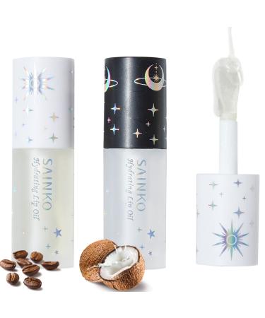 SAINKO DAY&NIGHT LIP OIL SET  Natural Coconut Lip Plumper & Coffee Lip Care Serum Hydrating Lip Plumper Gloss (3ml*2) - Buy Online on GoSupps.com