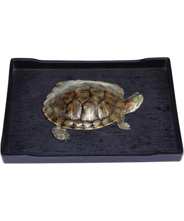 POPETPOP Tortoise Habitat Accessories - M Size Black Reptile Water Dish for Reptiles - Buy Online on GoSupps.com