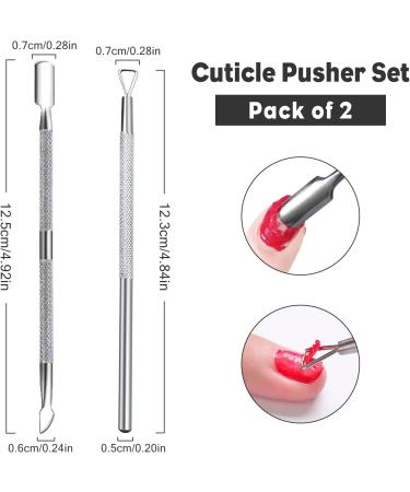 Sularpek 2 Pack Cuticle Pusher and Cuticle Peeler Cuticle Pusher Stainless Steel Dual Head Nail Scraper Nail Gel Polish Remover Tool for Fingernails and Toenails(Silver) - Buy Online on GoSupps.com
