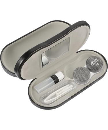 Homsfou 4 Set Glasses Case & Contact Lens Holder - Dual Purpose Leather & Metal Travel Organizer - Buy Online on GoSupps.com