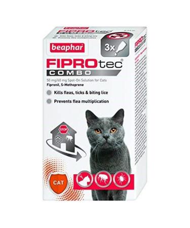 Beaphar FIPROtec COMBO Flea Tick & Lice Spot On Treatment For Cats (3 Treatment)