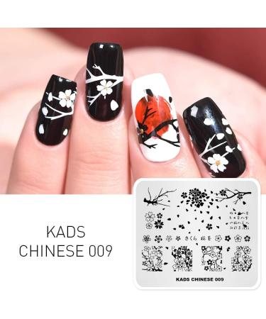 KADS Nail Stamping Plate Chinese Style Plum Flower Template - Nail Art Decoration (CN009) CH009 - Buy Online on GoSupps.com
