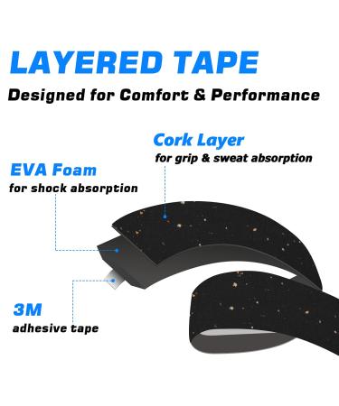 Thinvik EVA Cork Bike Handlebar Tape - Anti-Slip Sweat-Absorbent Bar Wraps for Road Cycling - 2 Rolls (Black) - Buy Online on GoSupps.com