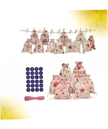 KOMBIUDA 50 Pcs Calendar Chritmas Candy Chrismas Garland Pouch for Christmas Storage Bag Drawstring Size 2 As Shown - Buy Online on GoSupps.com