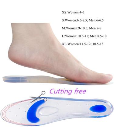 Silicone Gel Arch Support Insoles - Plantar Fasciitis Relief, Heel Spur & Callus Pain Relief for Women & Men (S: Women 6.5-8.5 // Men 6-6.5) - Buy Online on GoSupps.com