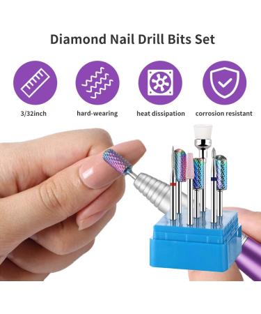 7Pcs Carbide Nail Drill Bit Set for Acrylic Nails - Diamond Bits for Nail Efile, Gel Polish Removal - 3/32 inch Nail Drill Bits Kit - Buy Online on GoSupps.com