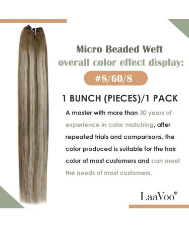LAAVOO Microbead Extensions - Real Hair Brown Blonde 45cm Micro Weft - Remy EZ Weft 50g #8/60/8 - Lightweight & Breathable - Buy Online on GoSupps.com