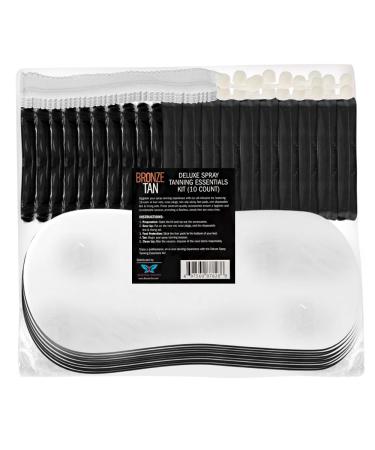 Bronze Tan Spray Tanning Essentials Kit: 10 Each Hair Nets Nose Plugs Sticky Spray Tan Feet Pads & Disposable Undergarments - Premium Quality Accessories for Salons Mobile Tanning & DIY Home Use