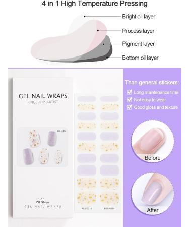 EBANKU 20 PCS Gel Nail Strips Nail Gel Polish Strips Full Wraps Adhesive Gel Nail Stickers with Nail File and Stick(UV/LED Lamp Required) (4) - Buy Online on GoSupps.com